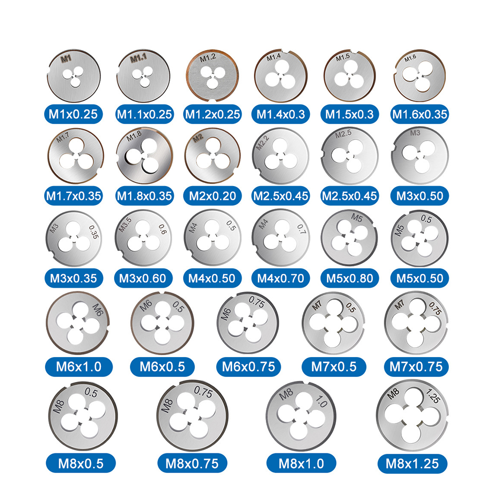 M2-M52 Multi-Spesifikasi Manual Thread Metric Round Dies